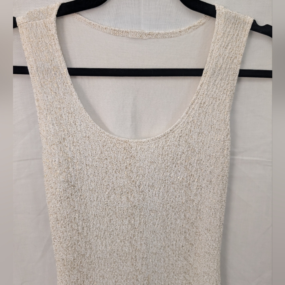 Body Central White/Gold Bodycon Dress, Size Medium - Picture 2 of 9